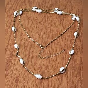Y2K Vintage Gold and White Long Necklace Casual Chic